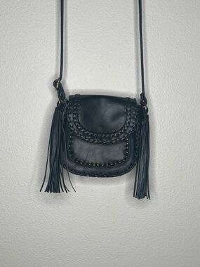 Dolce Vita Black Braided Trim Crossbody with Tassels